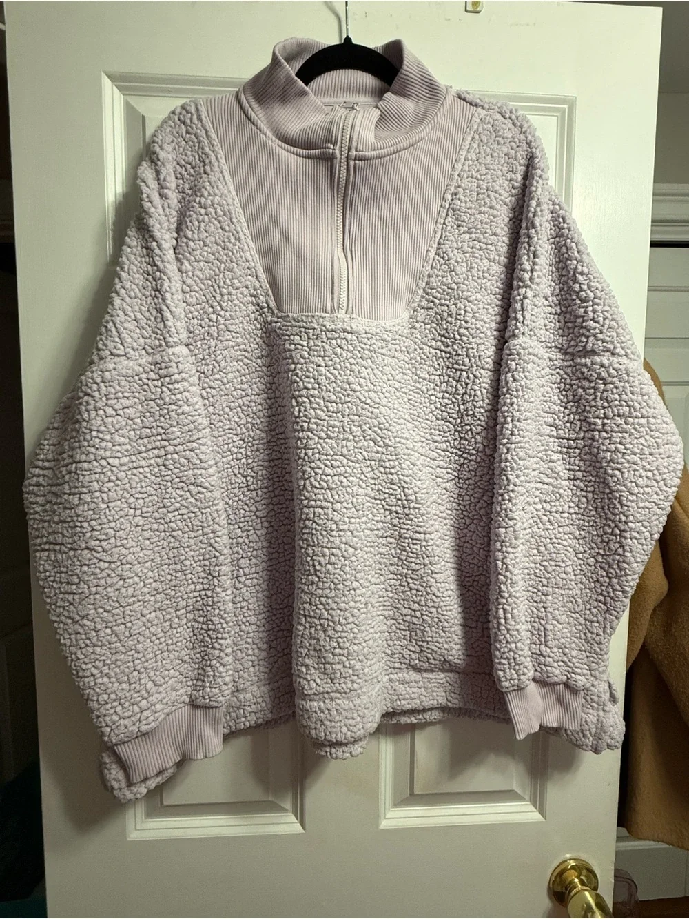 aerie Lavender Sherpa Quarter-Zip Pullover